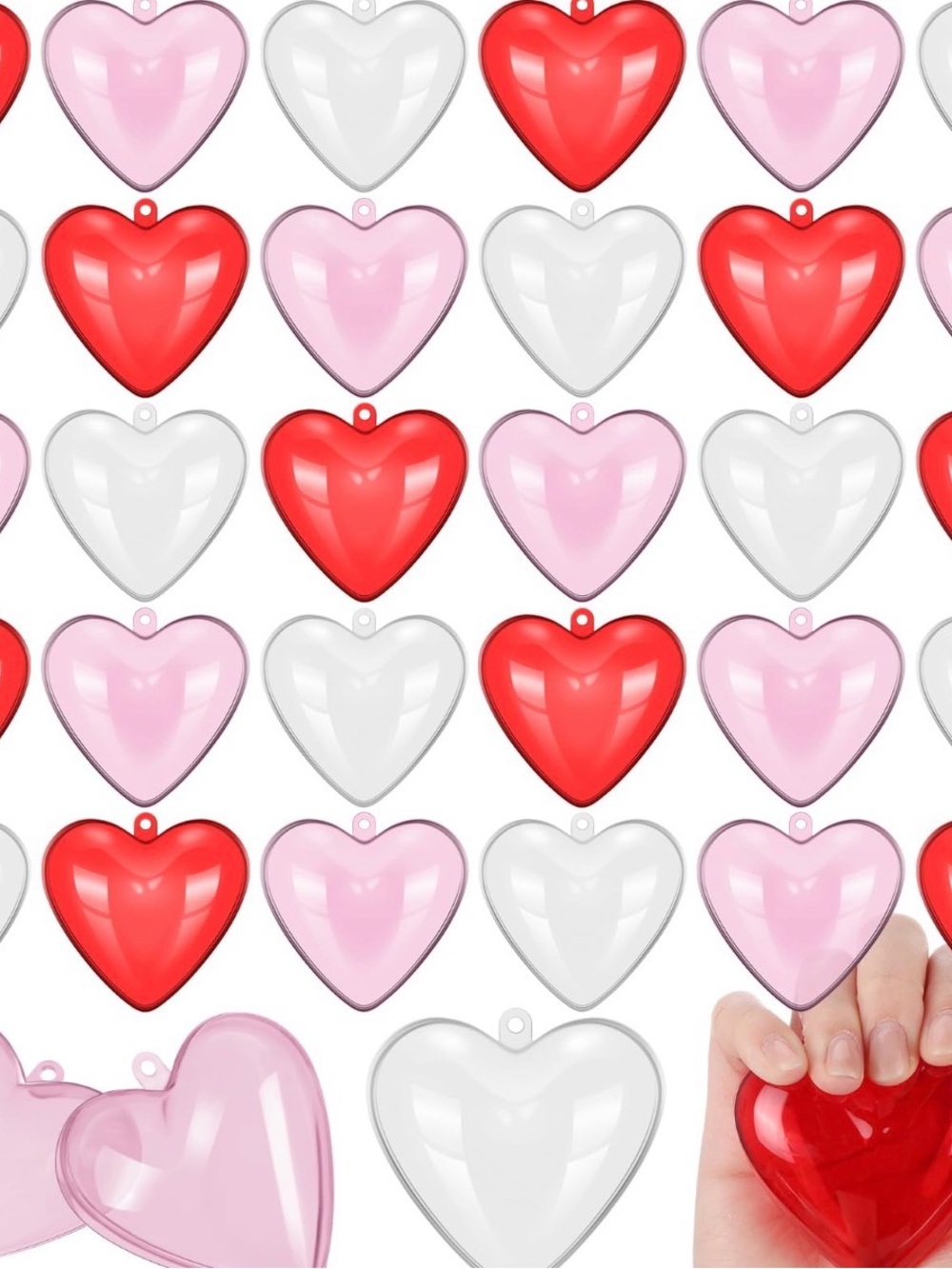Heart shaped Plastic case boxes red, clear, pink.- favors, gifts, valentine love